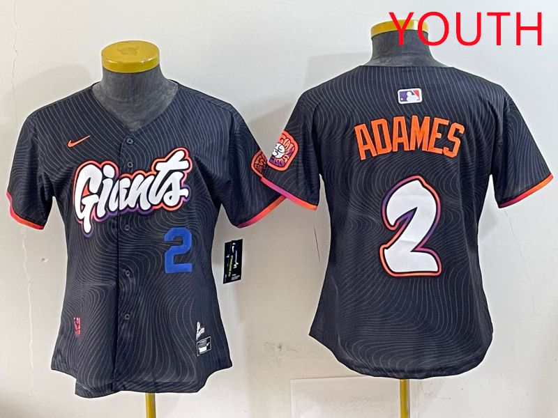 Youth San Francisco Giants #2 Adames Black Joint Name Nike 2025 MLB Jersey style 4